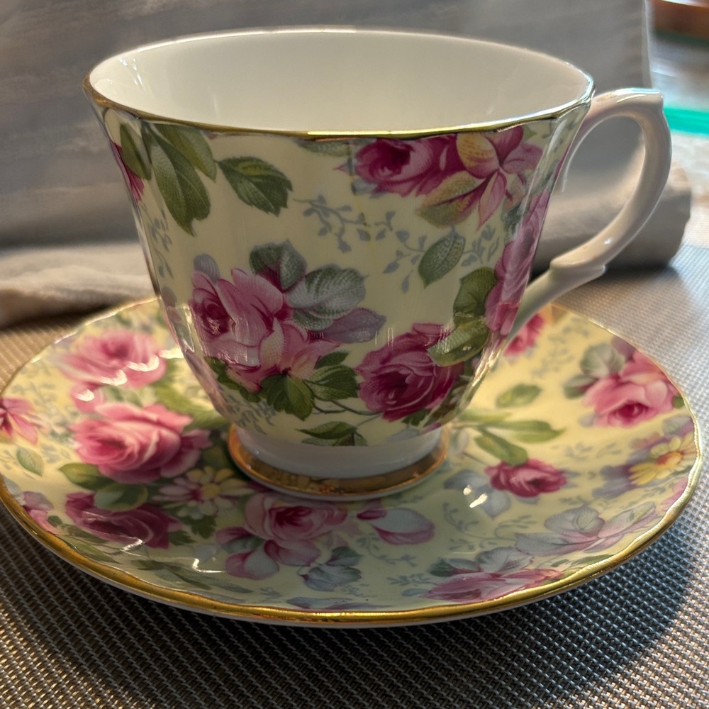 Floral Teacup and Saucer Set